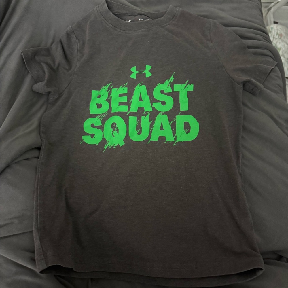 Under Armour Black and Green Kids T-Shirt